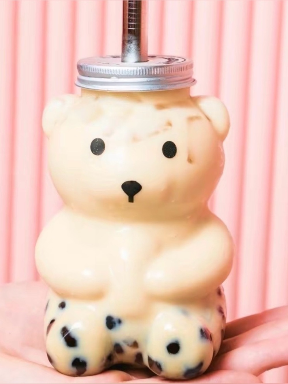 Plastic Bear Cup w/ Boba Straws set of 2